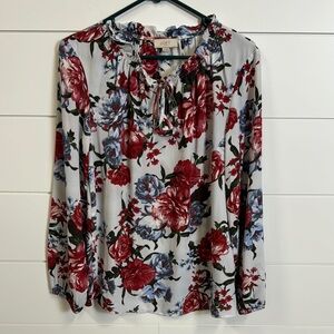LOFT Floral Print Women's Top - Red and Blue